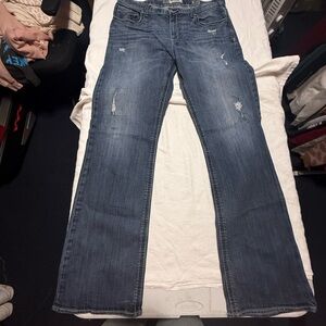 BKE Men's Distressed Blue Straight Jeans
